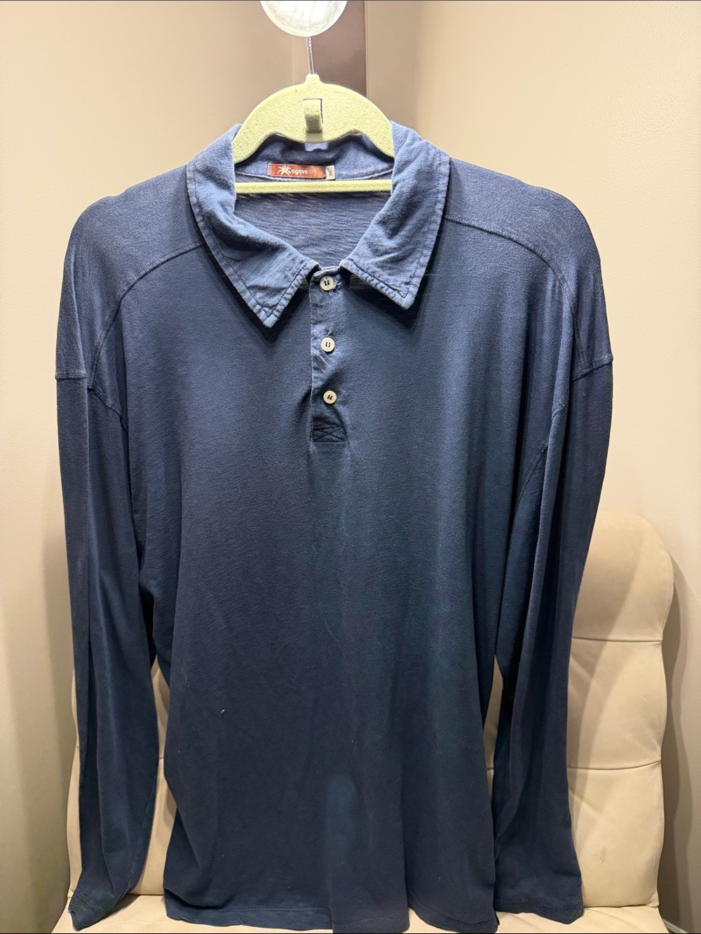 Agave Lux Men's Extra Soft Long-Sleeve Polo - Navy Blue